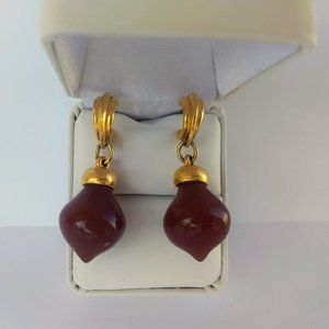 Gold-Tone Faux Sandstone Teardrop Stone Hoop